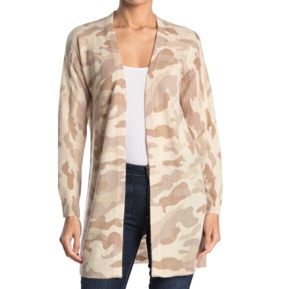 M by Magaschoni Camo Open Front Long Cashmere Cardigan XS - Picture 1 of 7
